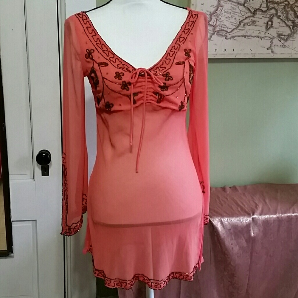 Boho beaded Beach coverup